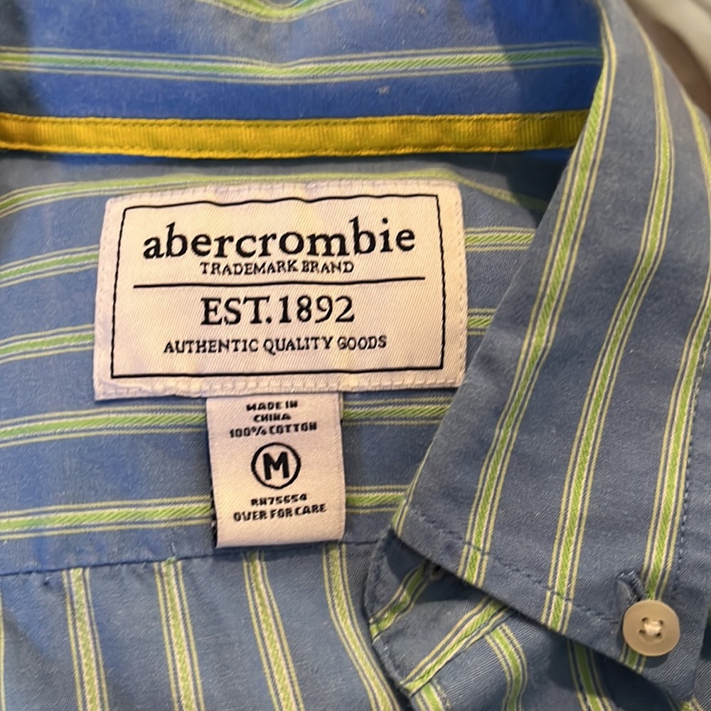 ABERCROMBIE boys medium dress shirt blue/green - Picture 6 of 7